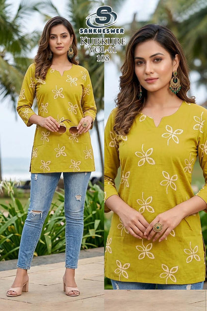 Kurkure Vol 1 Sankheswer Dhabu Cotton Short Kurtis Manufacturer India