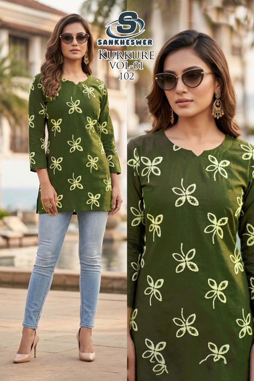 Kurkure Vol 1 Sankheswer Dhabu Cotton Short Kurtis Manufacturer India