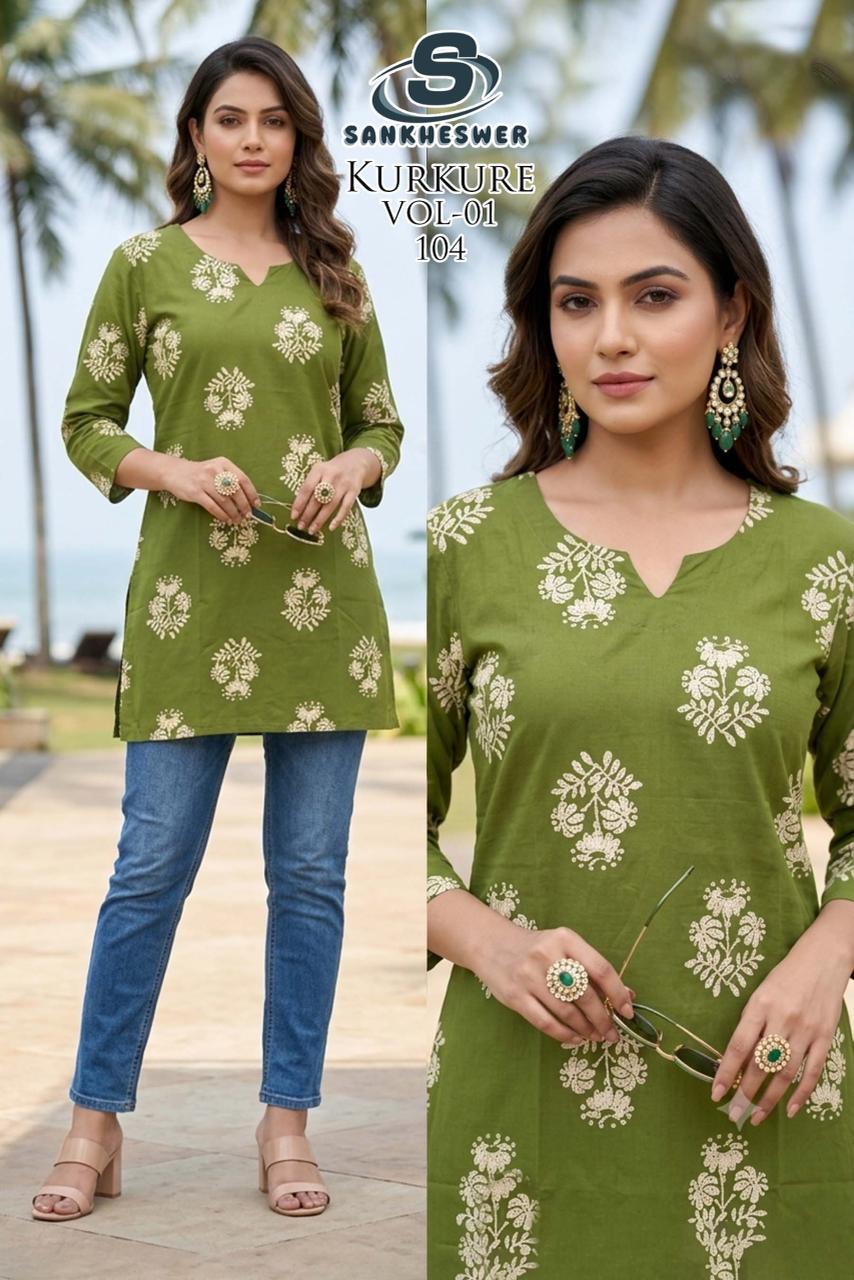 Kurkure Vol 1 Sankheswer Dhabu Cotton Short Kurtis Manufacturer India