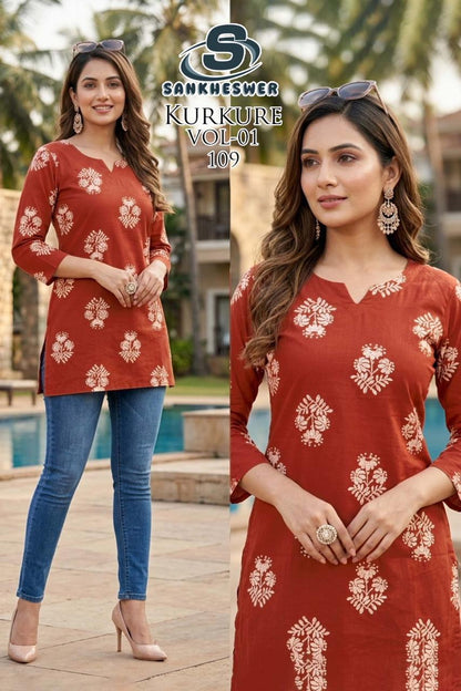 Kurkure Vol 1 Sankheswer Dhabu Cotton Short Kurtis Manufacturer India