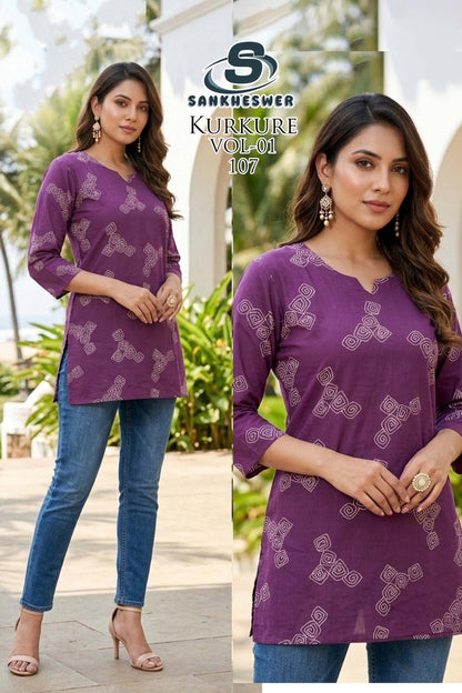 Kurkure Vol 1 Sankheswer Dhabu Cotton Short Kurtis Manufacturer India