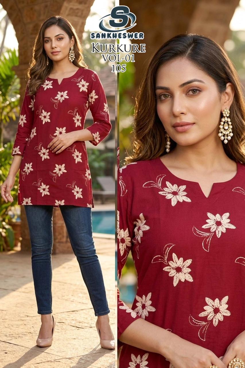 Kurkure Vol 1 Sankheswer Dhabu Cotton Short Kurtis Manufacturer India