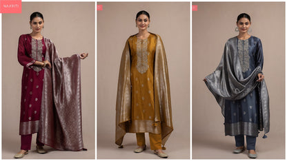 Kurpeen Naariti Silk Jacquard Pant Style Suits Manufacturer Ahmedabad