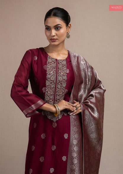 Kurpeen Naariti Silk Jacquard Pant Style Suits Manufacturer Ahmedabad