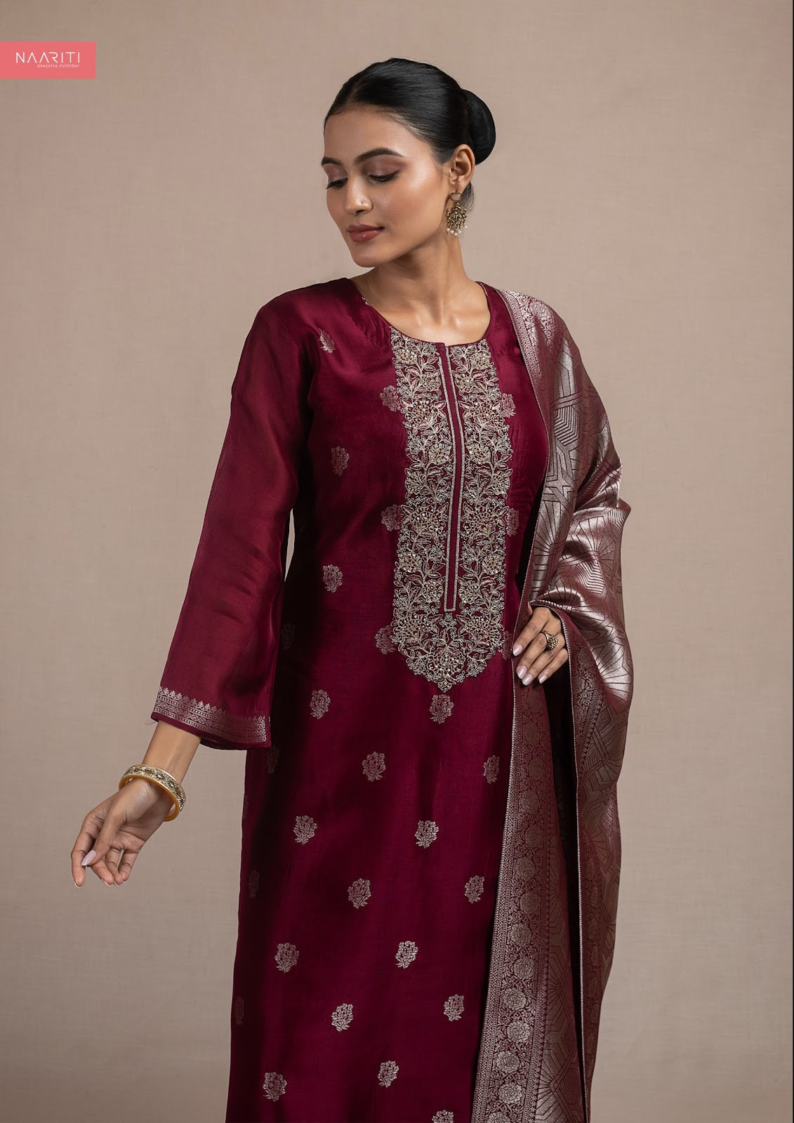 Kurpeen Naariti Silk Jacquard Pant Style Suits Manufacturer Ahmedabad