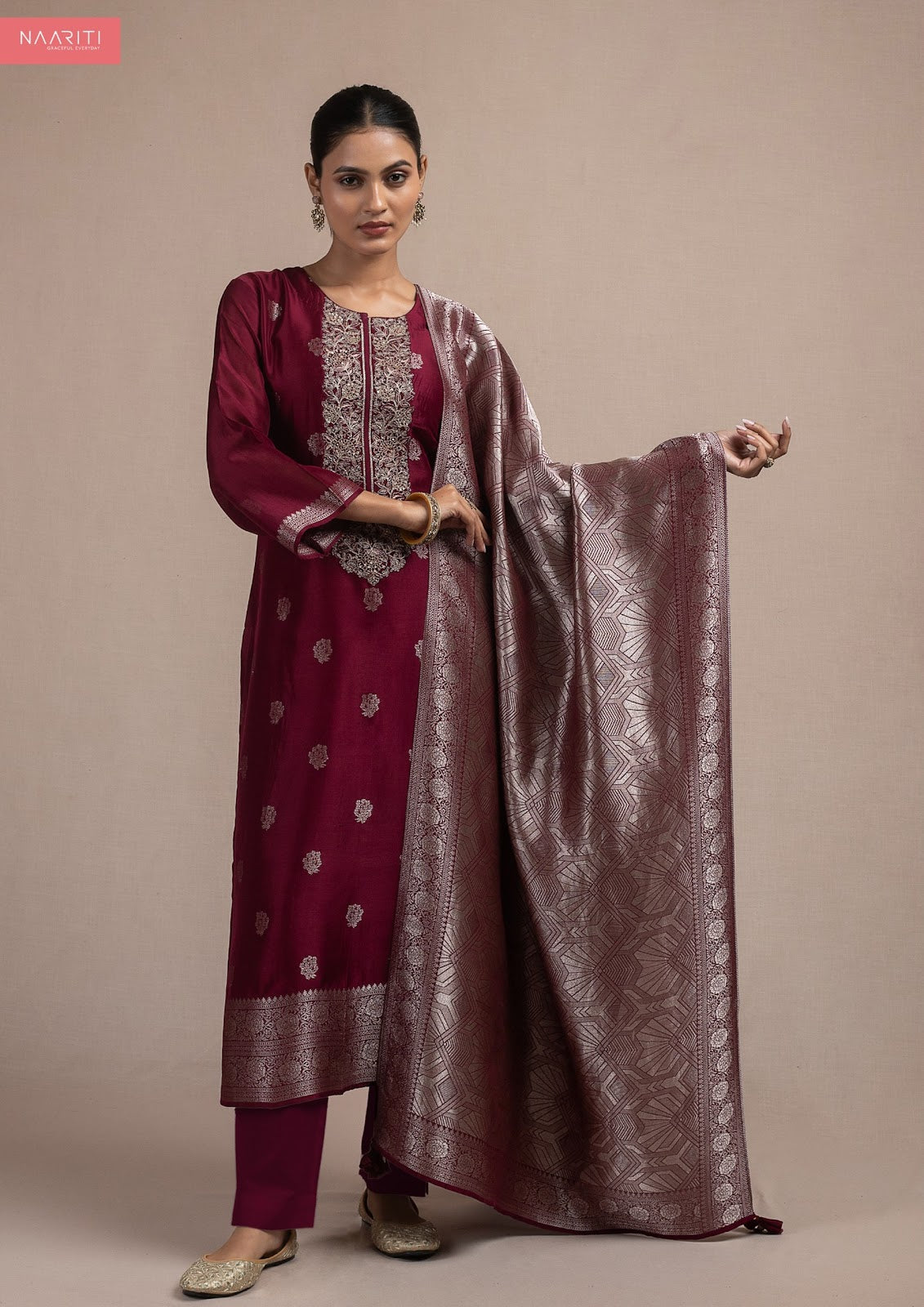 Kurpeen Naariti Silk Jacquard Pant Style Suits Manufacturer Ahmedabad