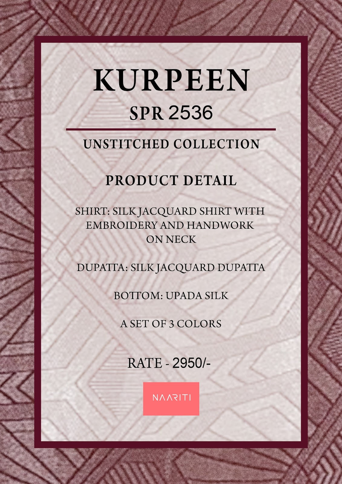Kurpeen Naariti Silk Jacquard Pant Style Suits Manufacturer Ahmedabad