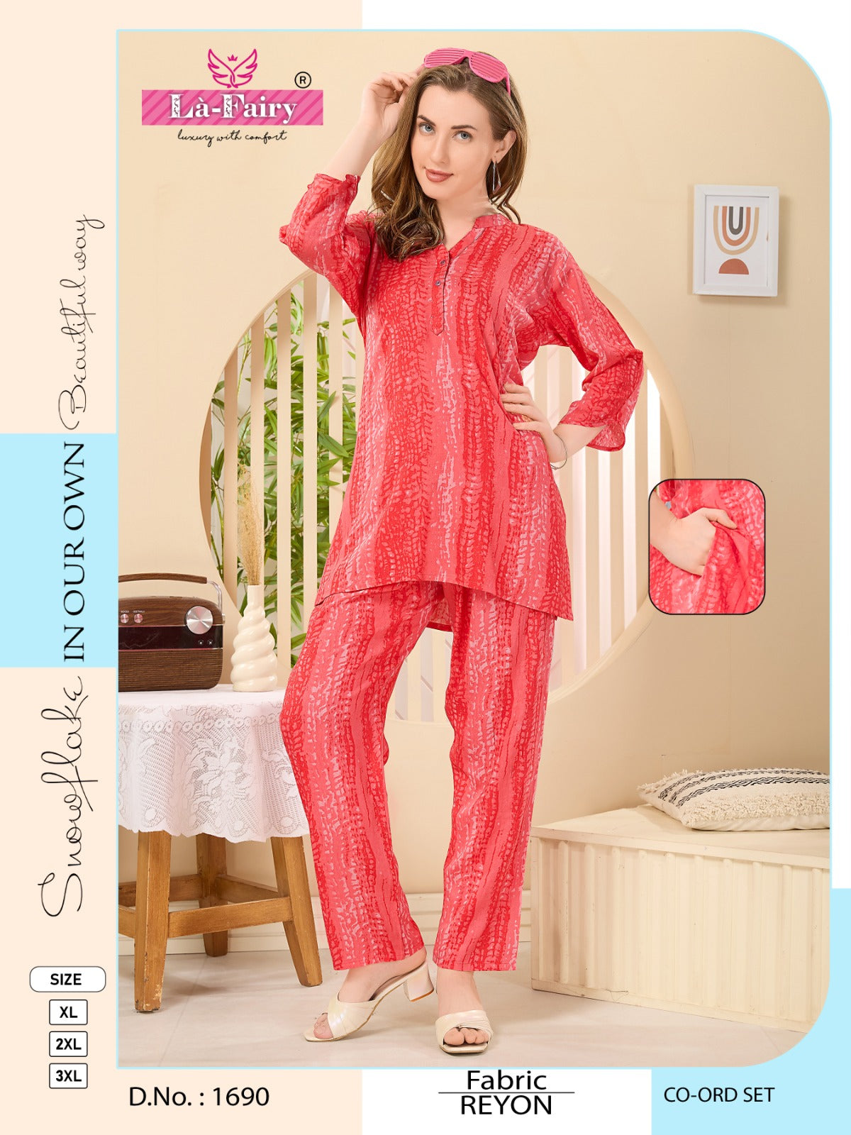 Kurta Style Design 1690 La Fairy Reyon Co Ord Set Wholesale Rate