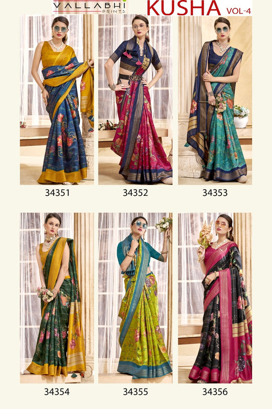 Kusha Vol 4 Vallabhi Prints Dola Silk Sarees Supplier India