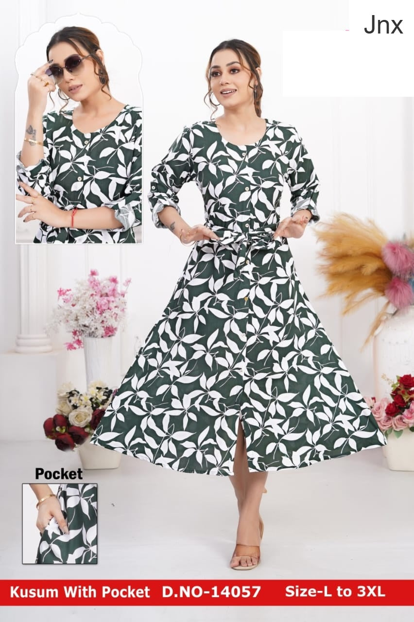 Kusum Jnx Rayon Kurti With Pocket Wholesaler Ahmedabad