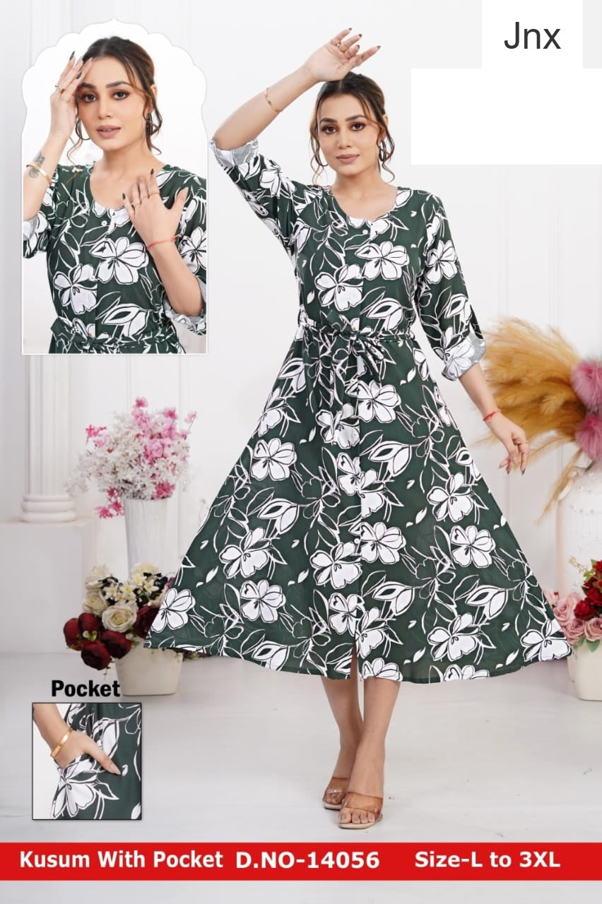 Kusum Jnx Rayon Kurti With Pocket Wholesaler Ahmedabad