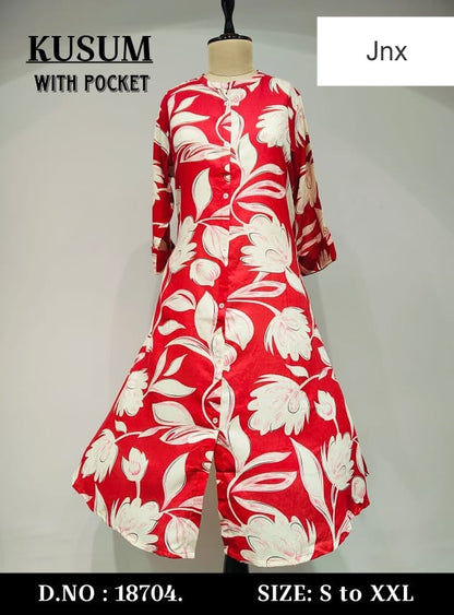 Kusum Jnx Rayon Kurti With Pocket Wholesaler Ahmedabad