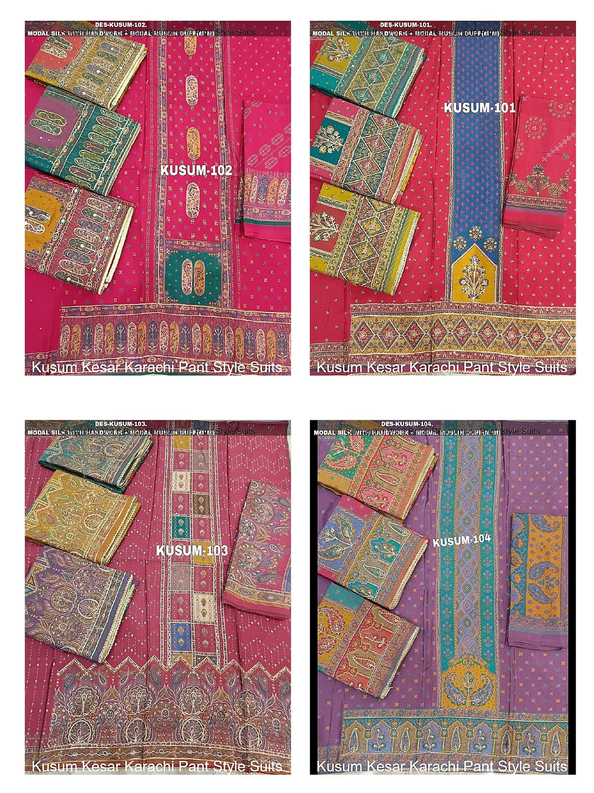 Kusum Kesar Karachi Modal Silk Pant Style Suits Manufacturer Gujarat