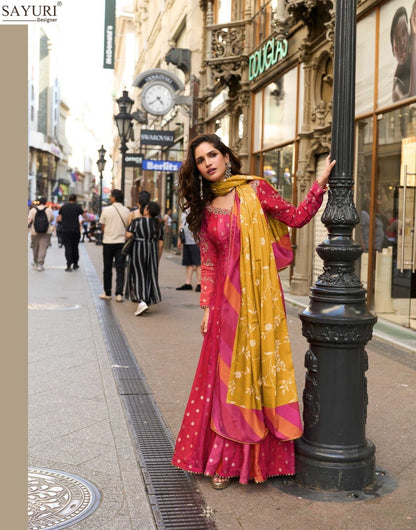 Kusum Sayuri Pure Viscose Gown Dupatta Set Supplier Ahmedabad