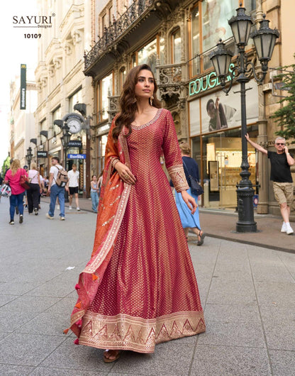 Kusum Sayuri Pure Viscose Gown Dupatta Set Supplier Ahmedabad