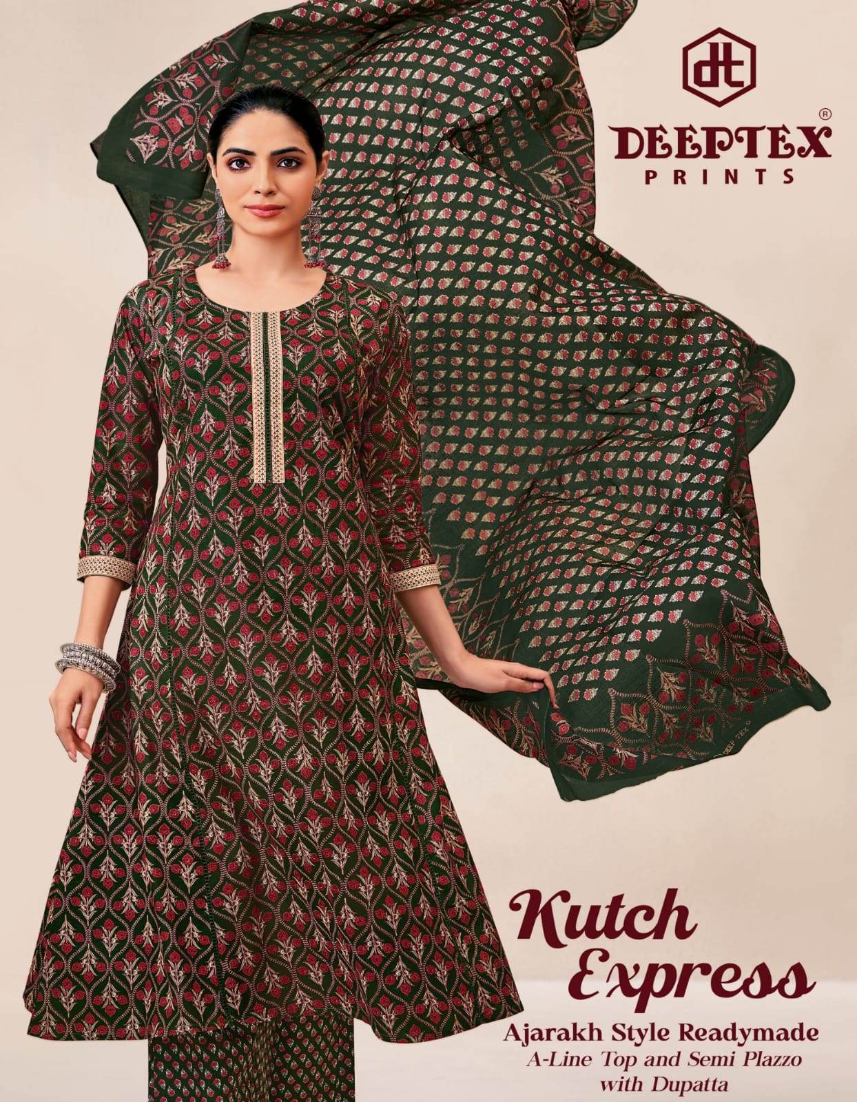 Kutch Express Deeptex Prints Cotton Readymade Anarkali Suits Wholesale Rate