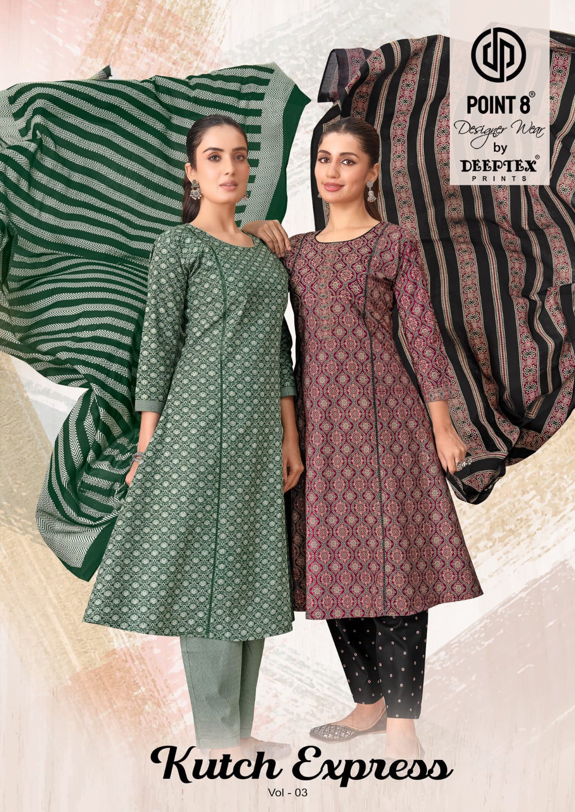 Kutch Express Vol 3 Point 8 Deeptex Prints Cotton Readymade Anarkali Suits Supplier