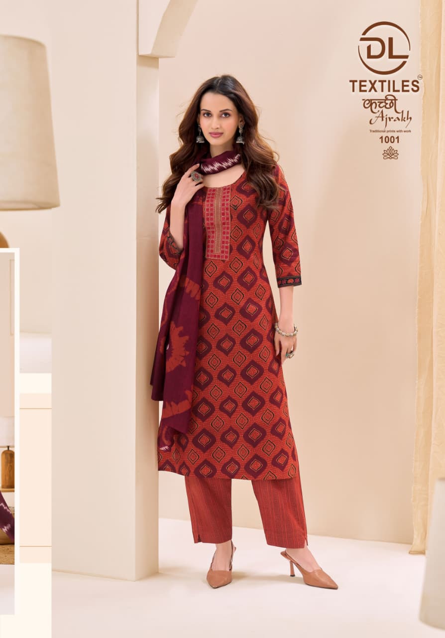 Kutchi Ajrakh Dl Readymade Cotton Pant Suits Manufacturer Ahmedabad