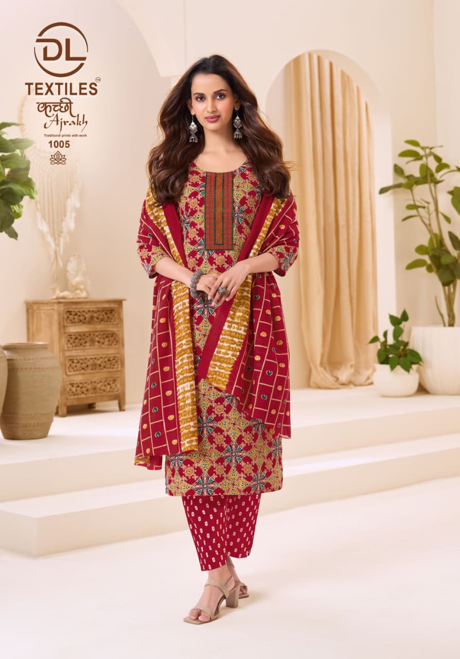 Kutchi Ajrakh Dl Readymade Cotton Pant Suits Manufacturer Ahmedabad