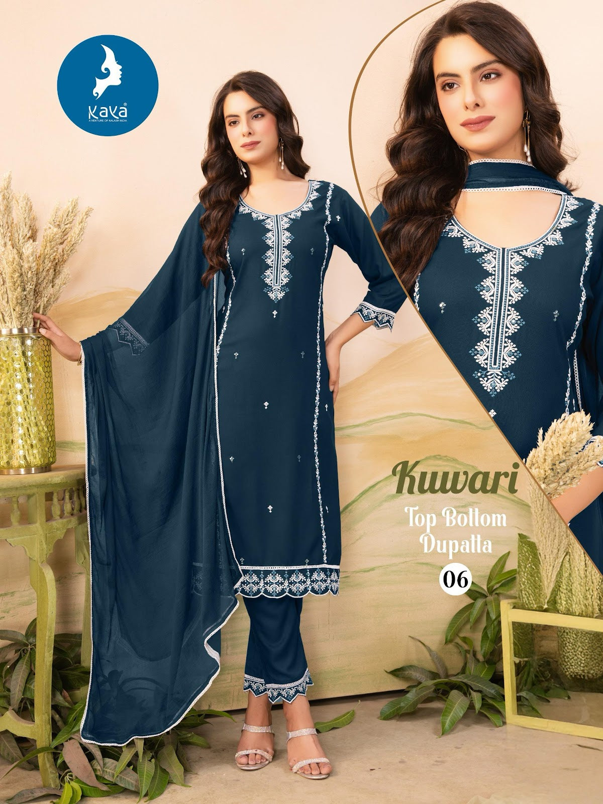 Kuwari Kaya Rayon Readymade Pant Style Suits Wholesaler India