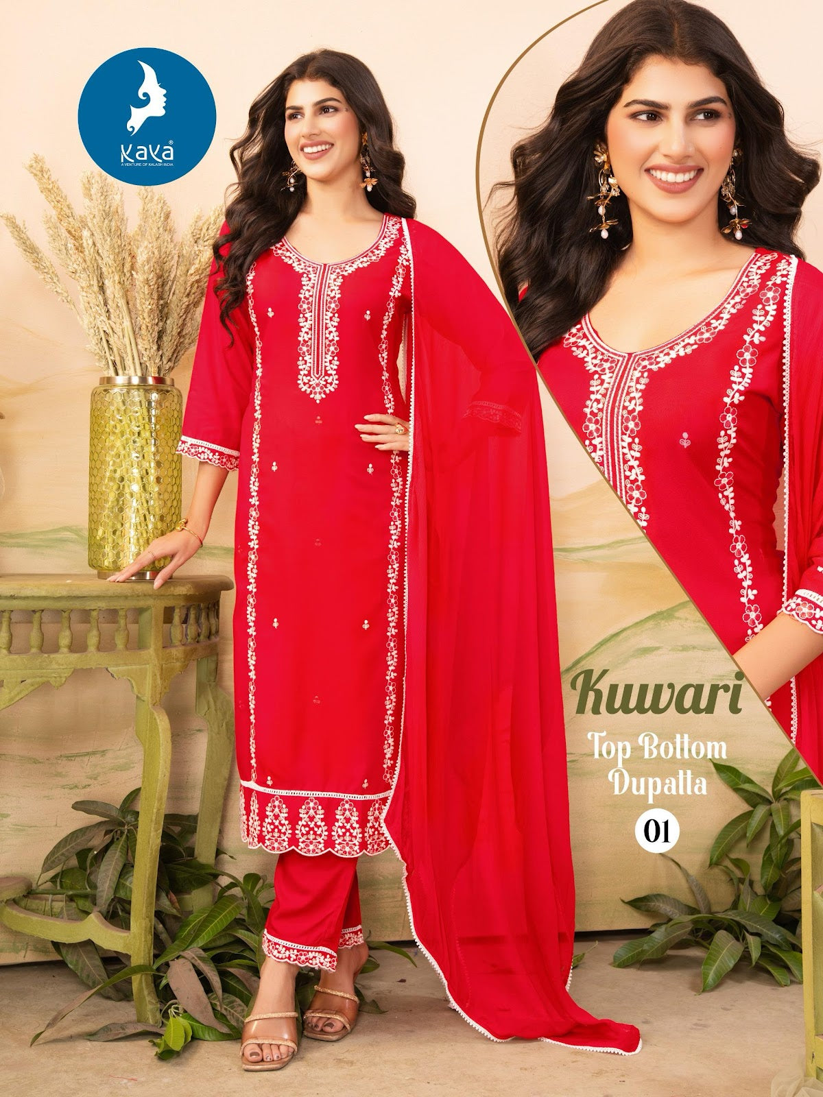 Kuwari Kaya Rayon Readymade Pant Style Suits Wholesaler India