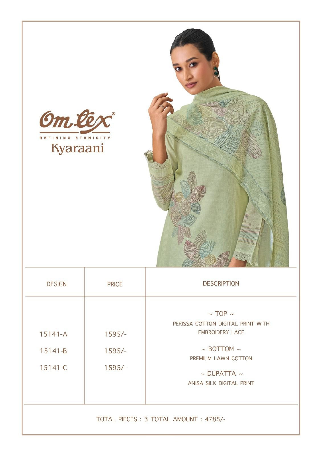 Kyaraani Omtex Cotton Pant Style Suits Wholesale Price
