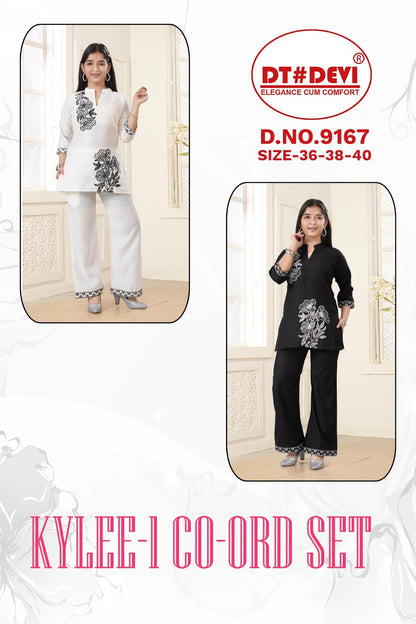 Kylee 1 Dn 9167 Black-White Dt Devi Vetican Girls Co Ord Set Supplier