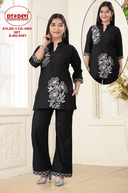 Kylee 1 Dn 9167 Black-White Dt Devi Vetican Girls Co Ord Set Supplier
