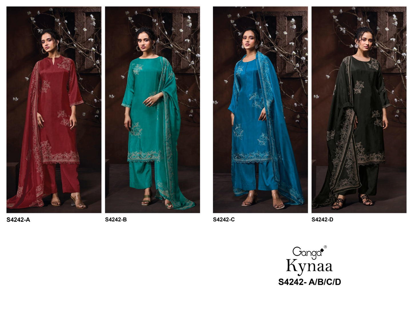 Kynaa S4242 Ganga Habutai Plazzo Style Suits Supplier India