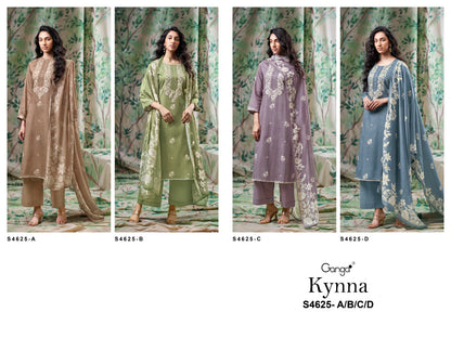 Kynna 4625 Ganga Cotton Linen Pant Style Suits Manufacturer Ahmedabad