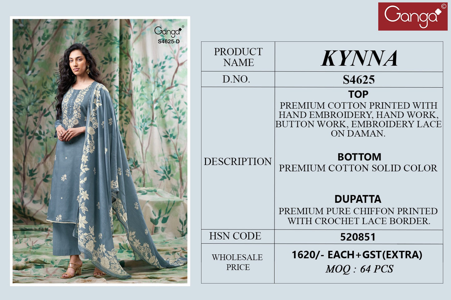 Kynna 4625 Ganga Cotton Linen Pant Style Suits Manufacturer Ahmedabad