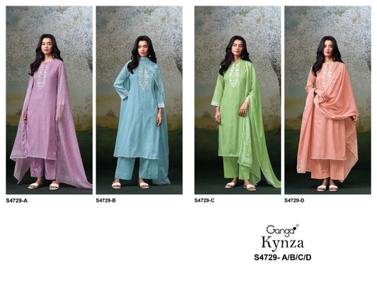 Kynza S4729 Ganga Bemberg Pant Style Suits Exporter Gujarat