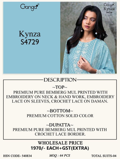 Kynza S4729 Ganga Bemberg Pant Style Suits Exporter Gujarat