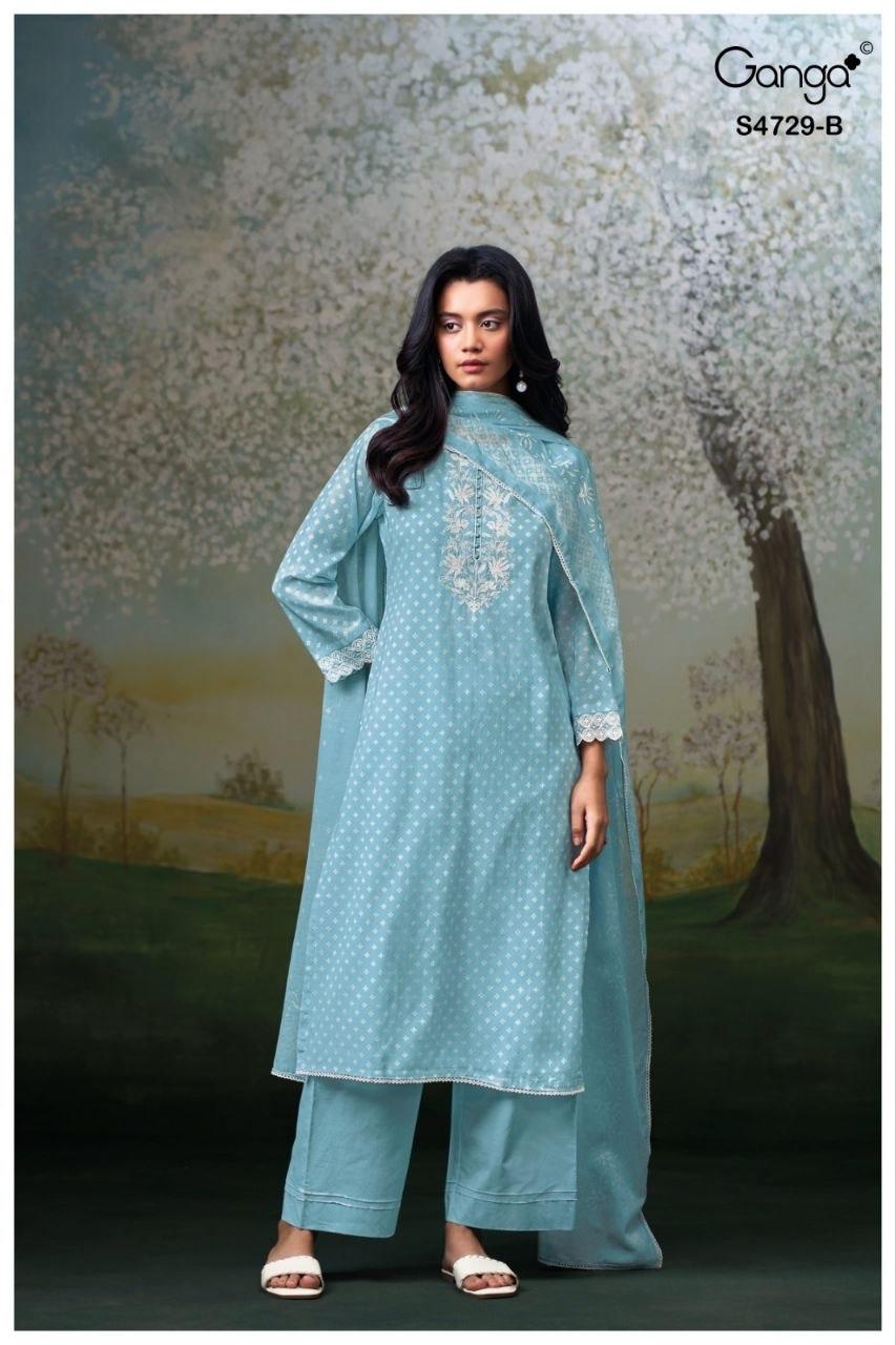 Kynza S4729 Ganga Bemberg Pant Style Suits Exporter Gujarat