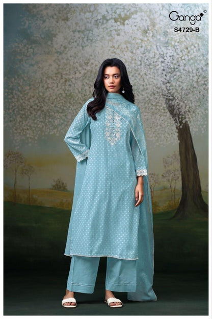 Kynza S4729 Ganga Bemberg Pant Style Suits Exporter Gujarat