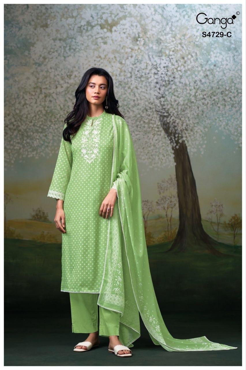 Kynza S4729 Ganga Bemberg Pant Style Suits Exporter Gujarat