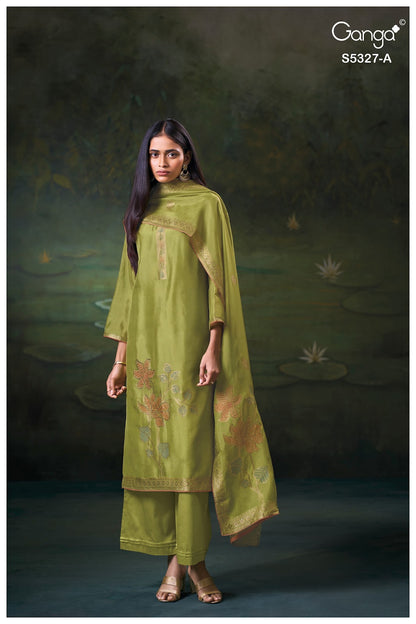 Kyoko S5327 Ganga Woven Silk Plazzo Style Suits Wholesale Rate