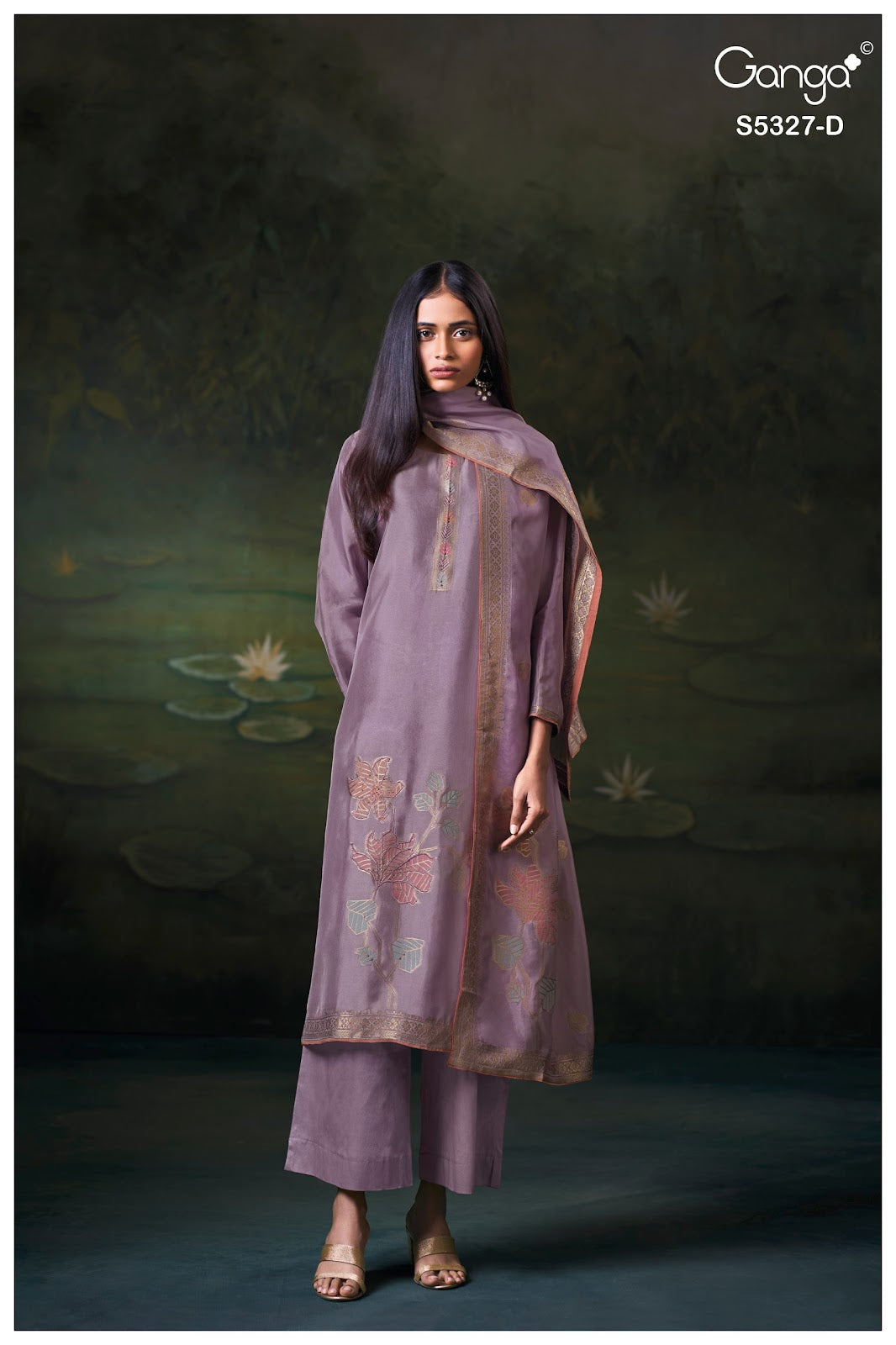Kyoko S5327 Ganga Woven Silk Plazzo Style Suits Wholesale Rate