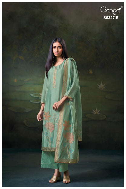 Kyoko S5327 Ganga Woven Silk Plazzo Style Suits Wholesale Rate
