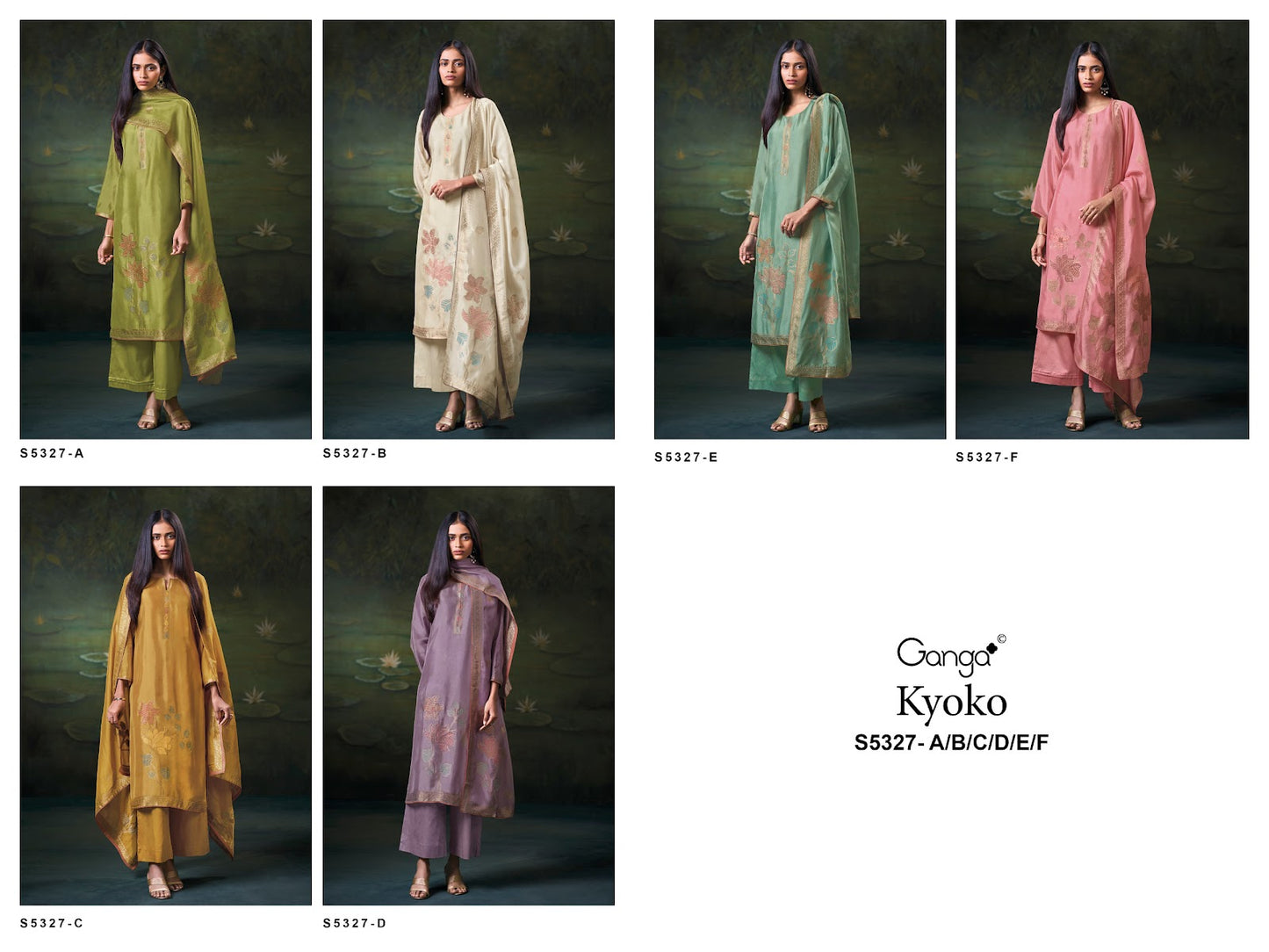 Kyoko S5327 Ganga Woven Silk Plazzo Style Suits Wholesale Rate