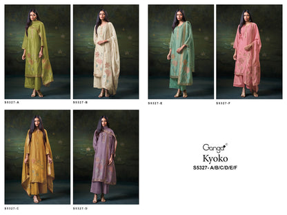 Kyoko S5327 Ganga Woven Silk Plazzo Style Suits Wholesale Rate