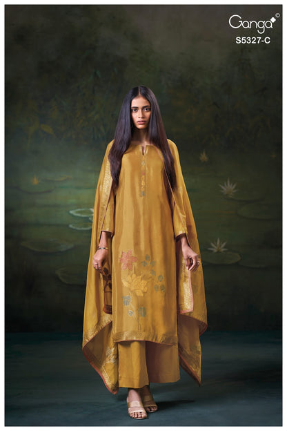 Kyoko S5327 Ganga Woven Silk Plazzo Style Suits Wholesale Rate