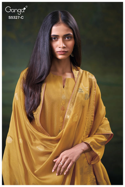 Kyoko S5327 Ganga Woven Silk Plazzo Style Suits Wholesale Rate