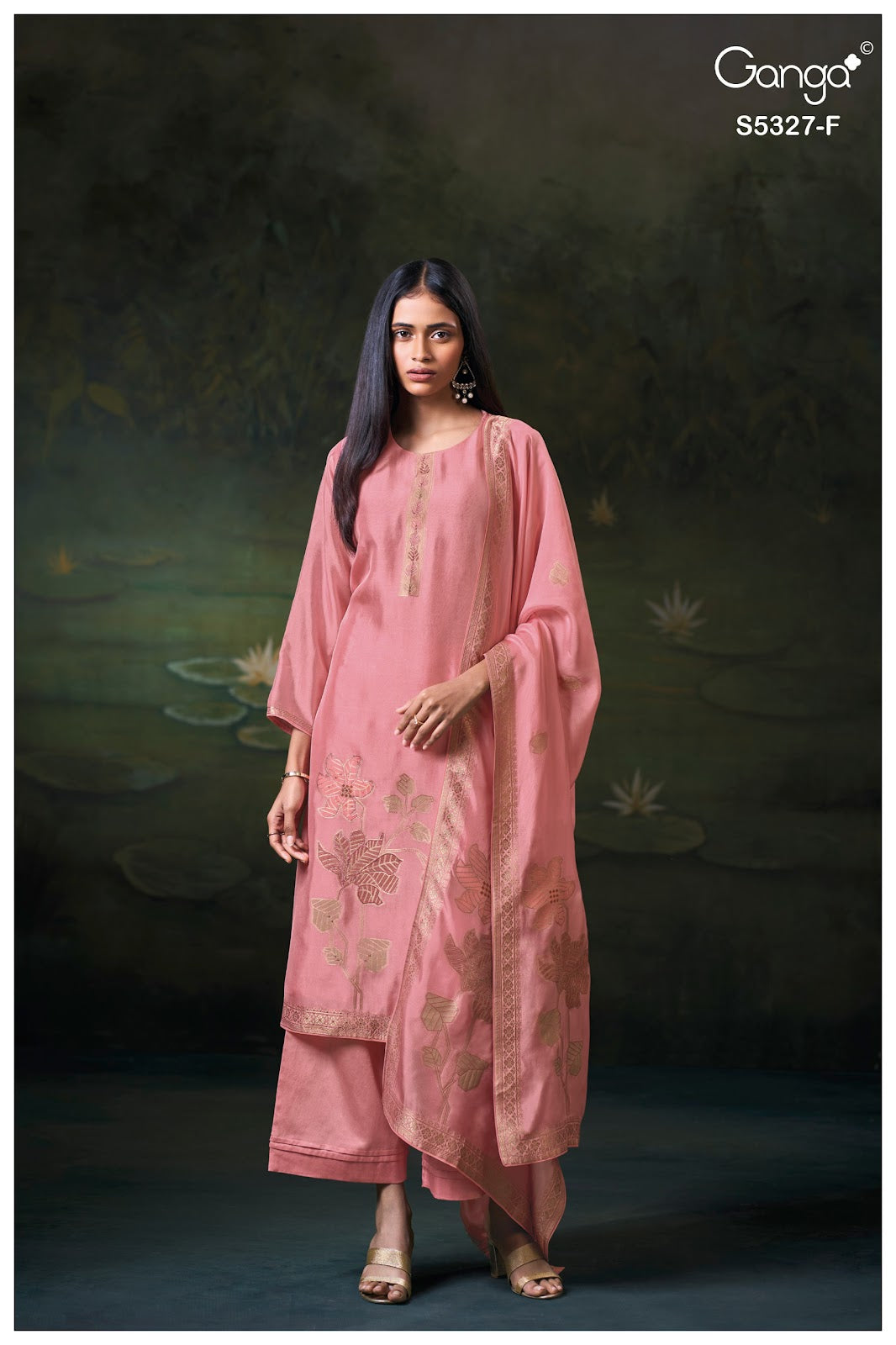 Kyoko S5327 Ganga Woven Silk Plazzo Style Suits Wholesale Rate
