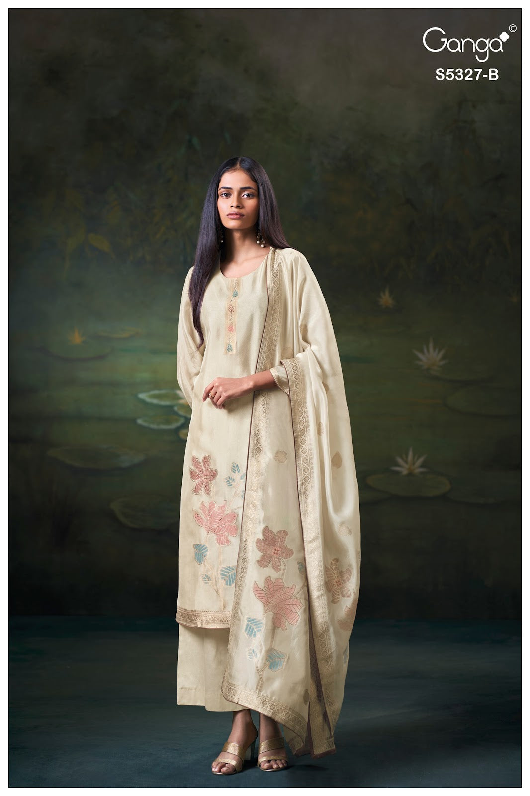 Kyoko S5327 Ganga Woven Silk Plazzo Style Suits Wholesale Rate