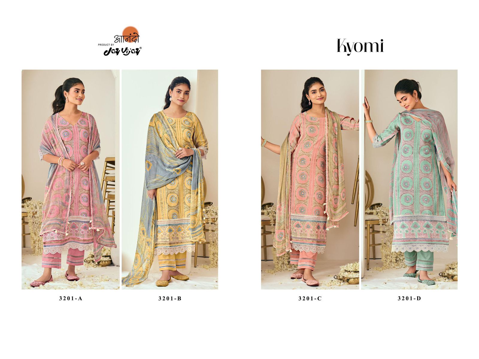 Kyomi 3201 Jay Vijay Linen Pant Style Suits Wholesaler Ahmedabad