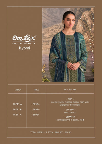 Kyomi Omtex Silk Satin Pant Style Suits Supplier India