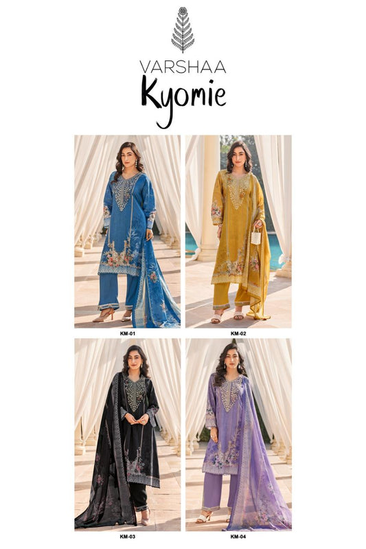 Kyomie Varshaa Cotton Jacquard Pant Style Suits Wholesaler