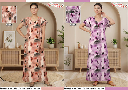 L Size Rayon Ruchee Fashion Night Gowns Wholesaler Gujarat