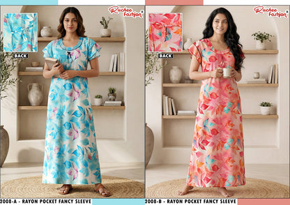 L Size Rayon Ruchee Fashion Night Gowns Wholesaler Gujarat